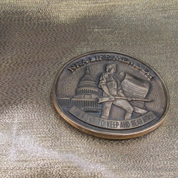 Vintage Jadco  NRA Life Member "The Right Keep And Bear Arms" Solid Brass " - Picture 2 of 4
